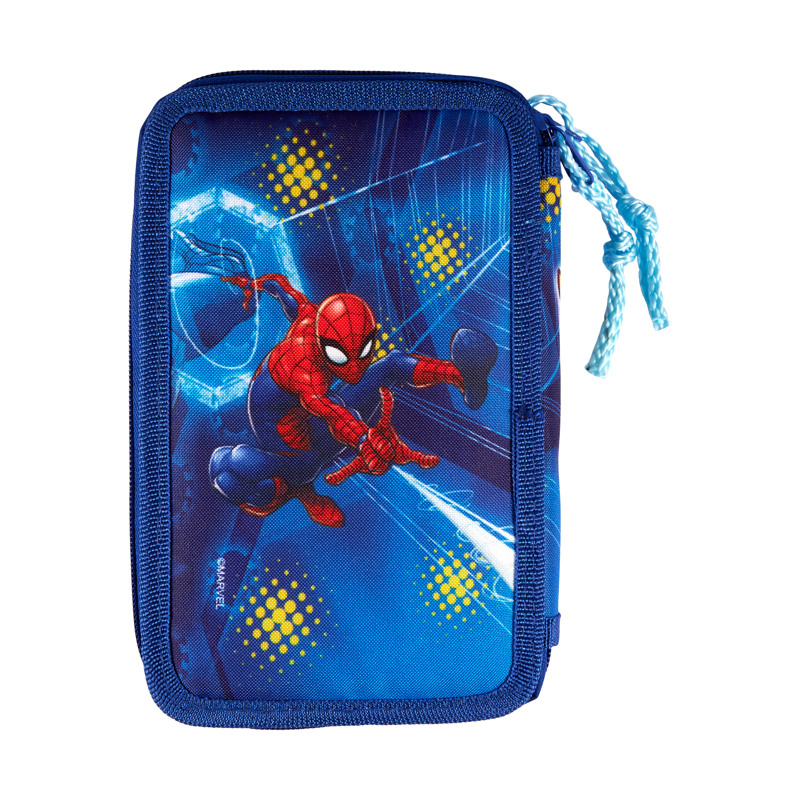 Spiderman Penalhus dobbelt med fyld Blå/rød 2