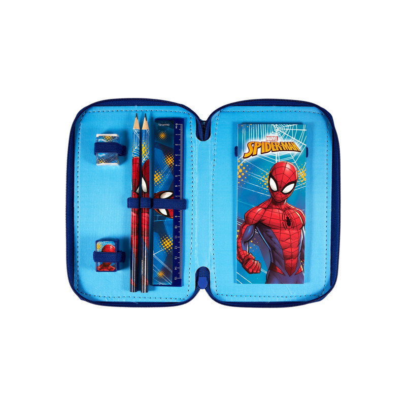 Spiderman Penalhus dobbelt med fyld Blå/rød 3